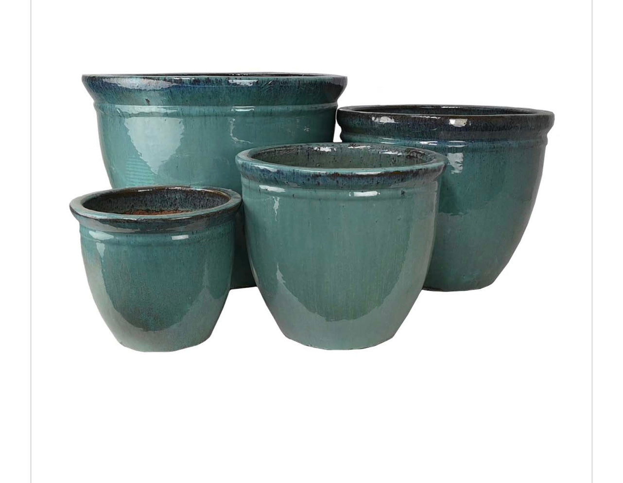 Glazed roll top planter